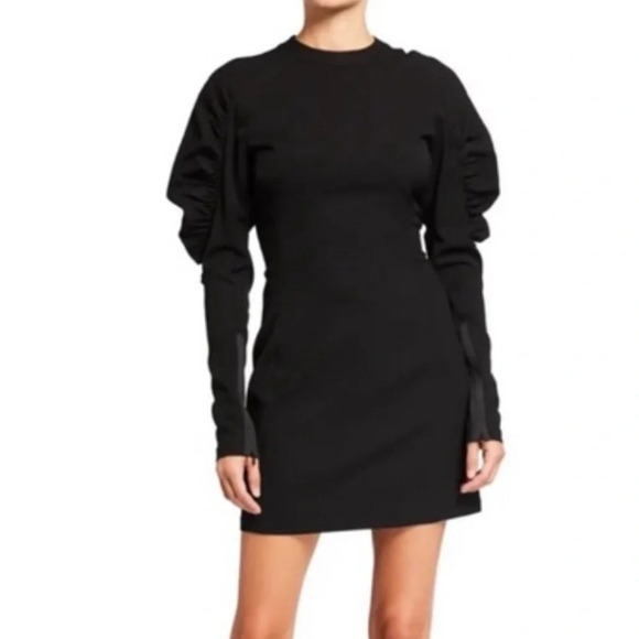 Rag & Bone Stephanie puff ruffle long sleeve Mini Dress Black lbd - Picture 1 of 3